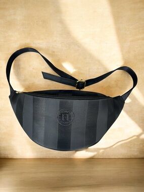 FENDI Vintage Pequin Striped Black Belt Bag Fanny Pack